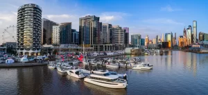 Arial view of boats docked at the Melbourne Boat Show 2024