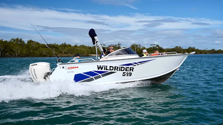 Stacer Wildrider 519 boat on water, illustrating a big-value budget boat for 2026